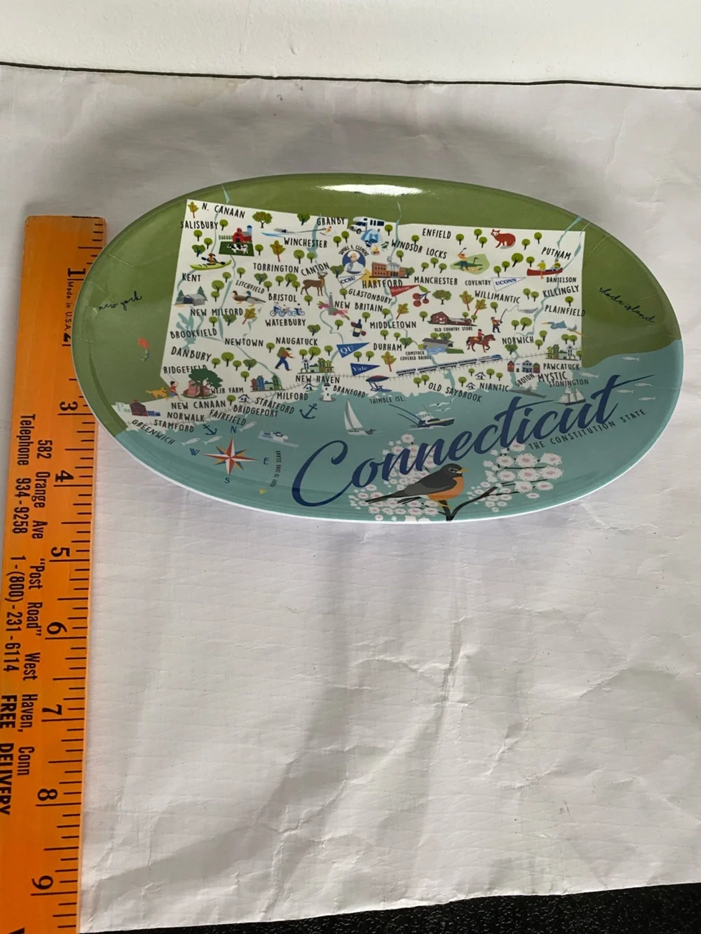 Connecticut Illustrated Small Knicknack Tray by Galleyware - Blue & Green